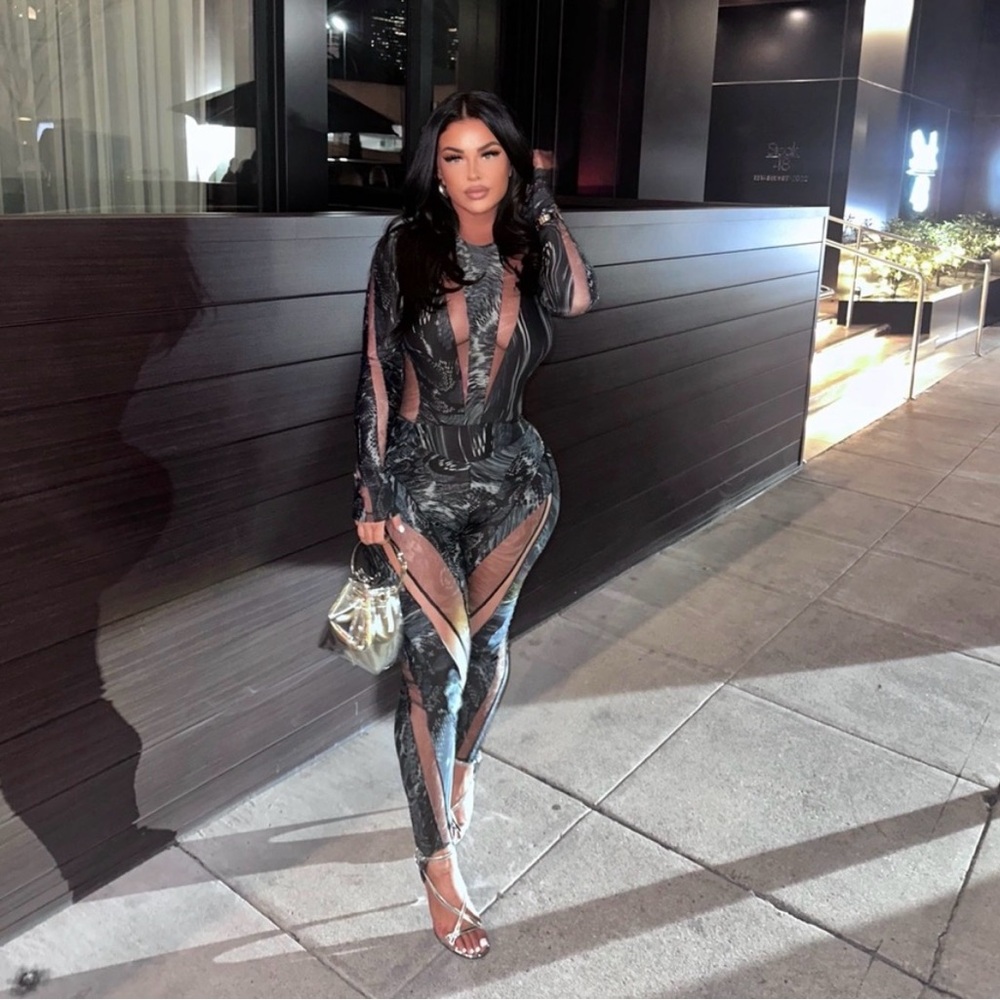 Mugler Black and Gray Bodysuit